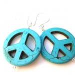 Turquoise earrings, Bali sterling silver ear wire, large hoop style, hippie earrings, boho, bohemian 