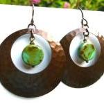 Bronze Hammered Hoop Earri..