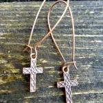 Cross Earrings, Copper Jew..