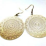 Gold star hoop earrings. Jewelry. Gold round filigree Hoops, bohemian. Matte gold. Gold jewelry.