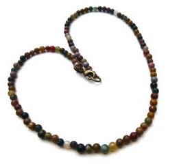 Simple bohemian Jasper gemstone necklace jewelry. multi colored stone, earth tone, necklace