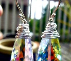Sterling silver Wire Wrapped Crystal Passions Swarovski Teardops