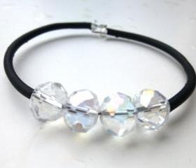Crystal clear diamond like bling Cuff Bounce Back Bracelet. Jewelry, Memory Wire Bracelet