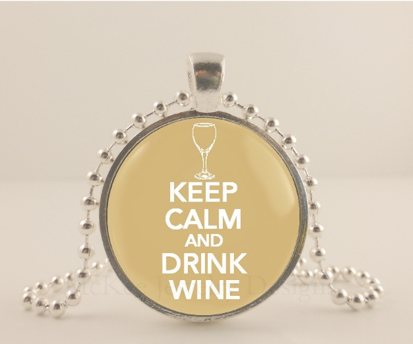 Keep Calm And Drink Wine, Wine Necklace, Jewelry, Jewellery, Wine