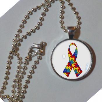Autism awareness ribbon necklace. 1