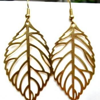 Gold leaf earrings, gold leaf jewelry, fall, leaf, leaves, bohemian, boho 